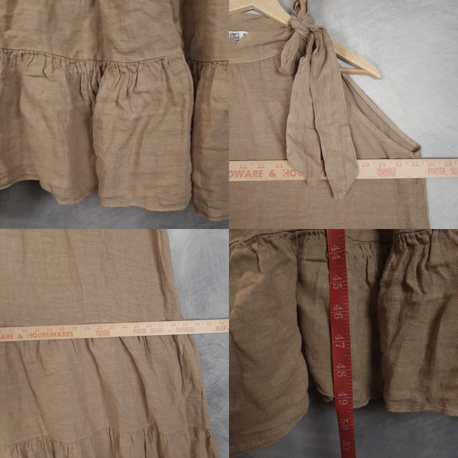 Vintage 100% Lino Dress Womens One Size Halter Maxi Linen Tie Bow Beach Boho Swing Casual Size ONE SIZE - 9 Thumbnail