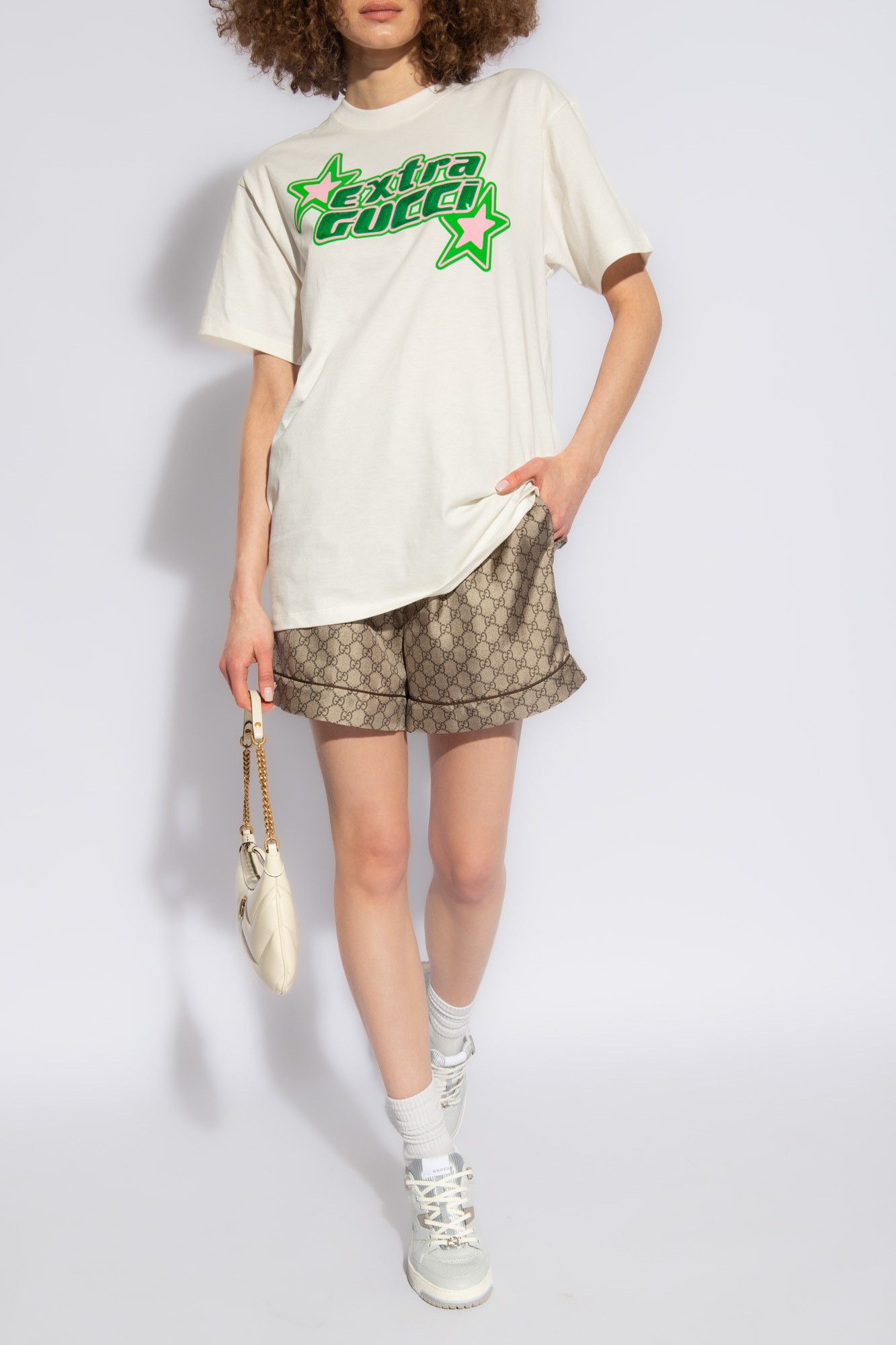 Gucci o1la5ras0526 Cotton Jersey T-Shirt in Ivory Size S / US 4 / IT 40 - 2 Thumbnail