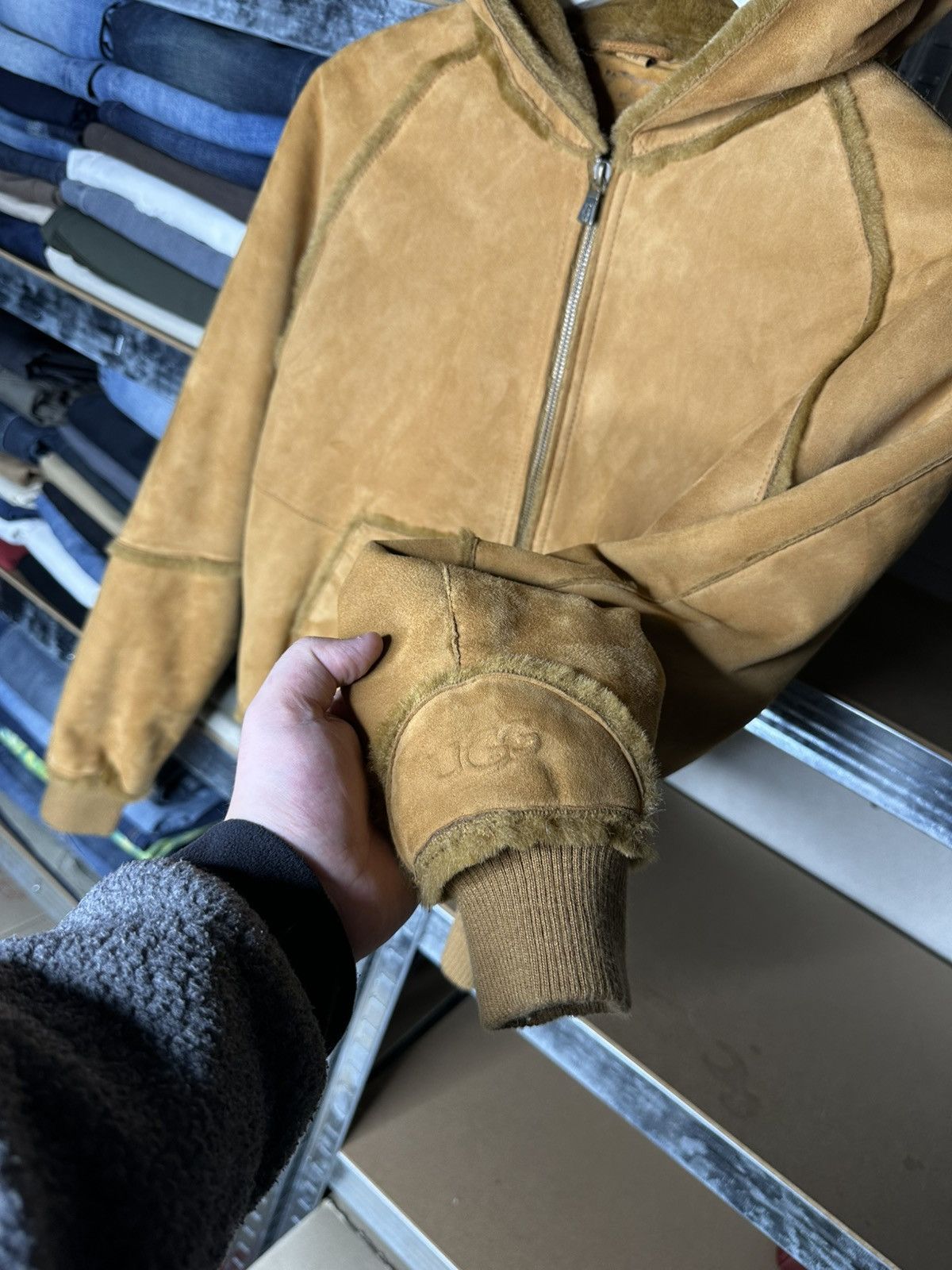 Ugg UGG Women's Genuine Suede Leather Hooded Bomber Jacket Size M / US 6-8 / IT 42-44 - 9 Thumbnail