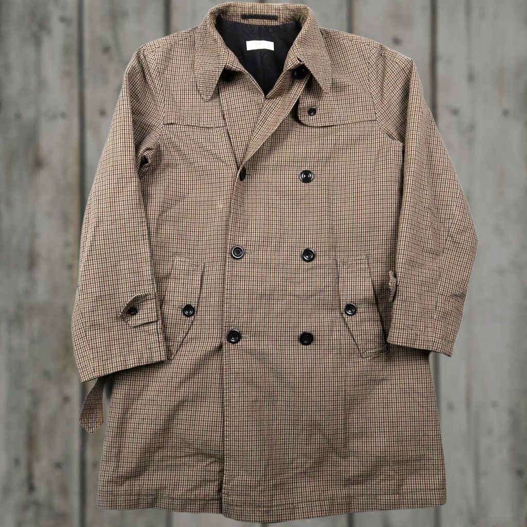 Dries Van Noten VINTAGE Dries Van Noten Brown Plaid Trench Coat Mens S Long Cotton Coat Grunge Style Size US S / EU 44-46 / 1 - 1 Thumbnail