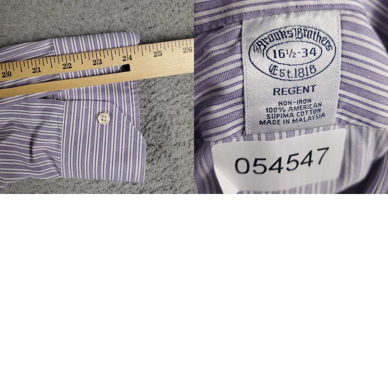 Brooks Brothers Brooks Brothers Dress Shirt Mens 16.5 Purple Striped Long Sleeve Button Up Classic Modern Size 42R - 8 Thumbnail