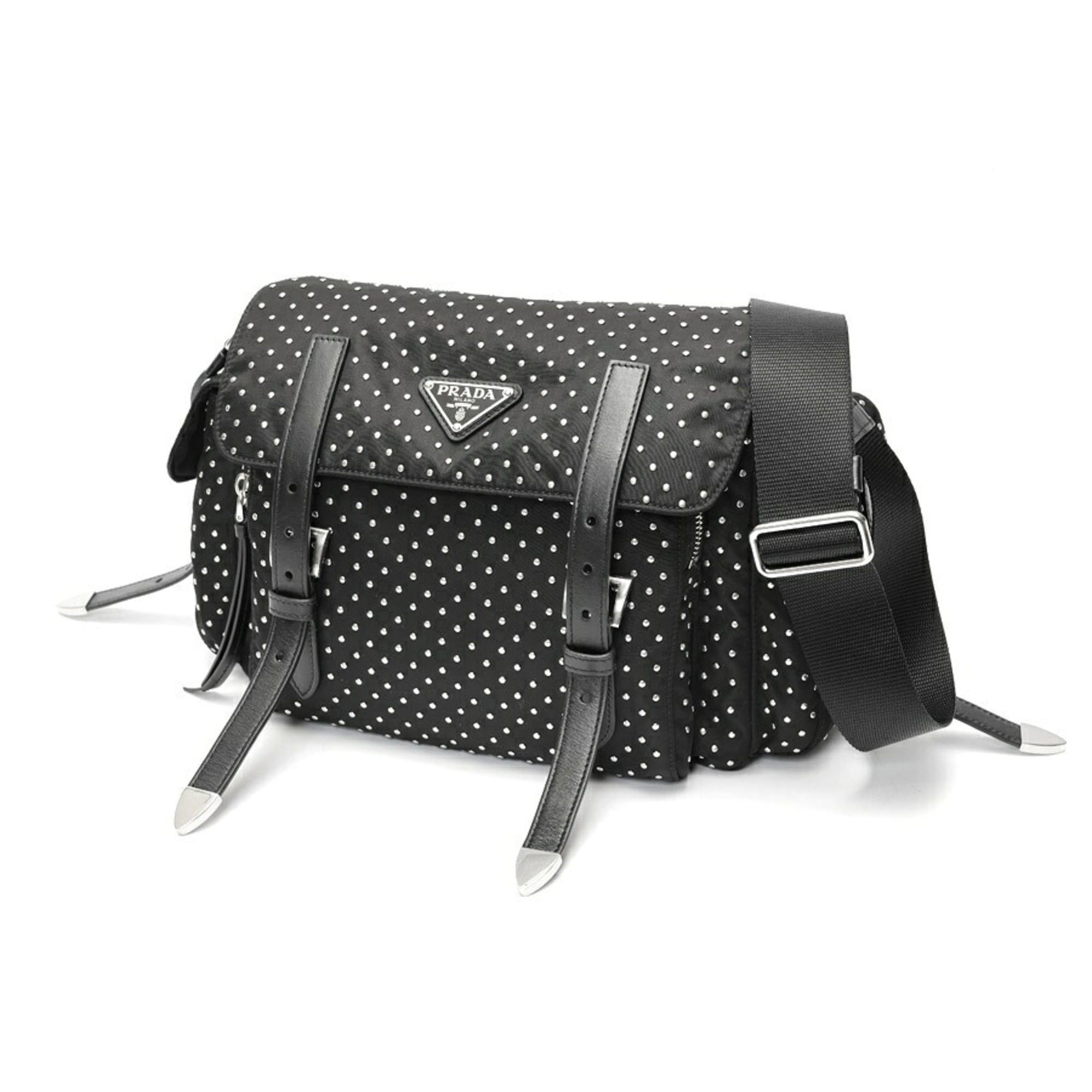 Prada PRADA Re-Nylon x Leather Shoulder Bag 1BD118 Nylon Metal Black K-160109 Size ONE SIZE - 1 Thumbnail