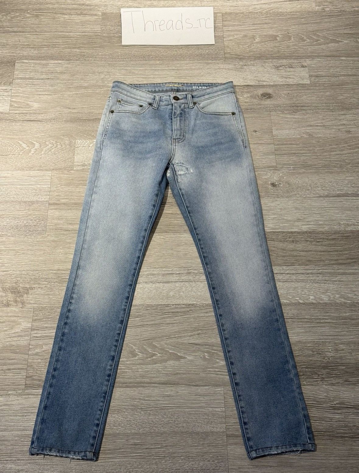 Saint Laurent Paris Saint Laurent Blue Distressed Denim Frayed Skinny Jeans Size 25" / US 0 / IT 36 - 2 Thumbnail