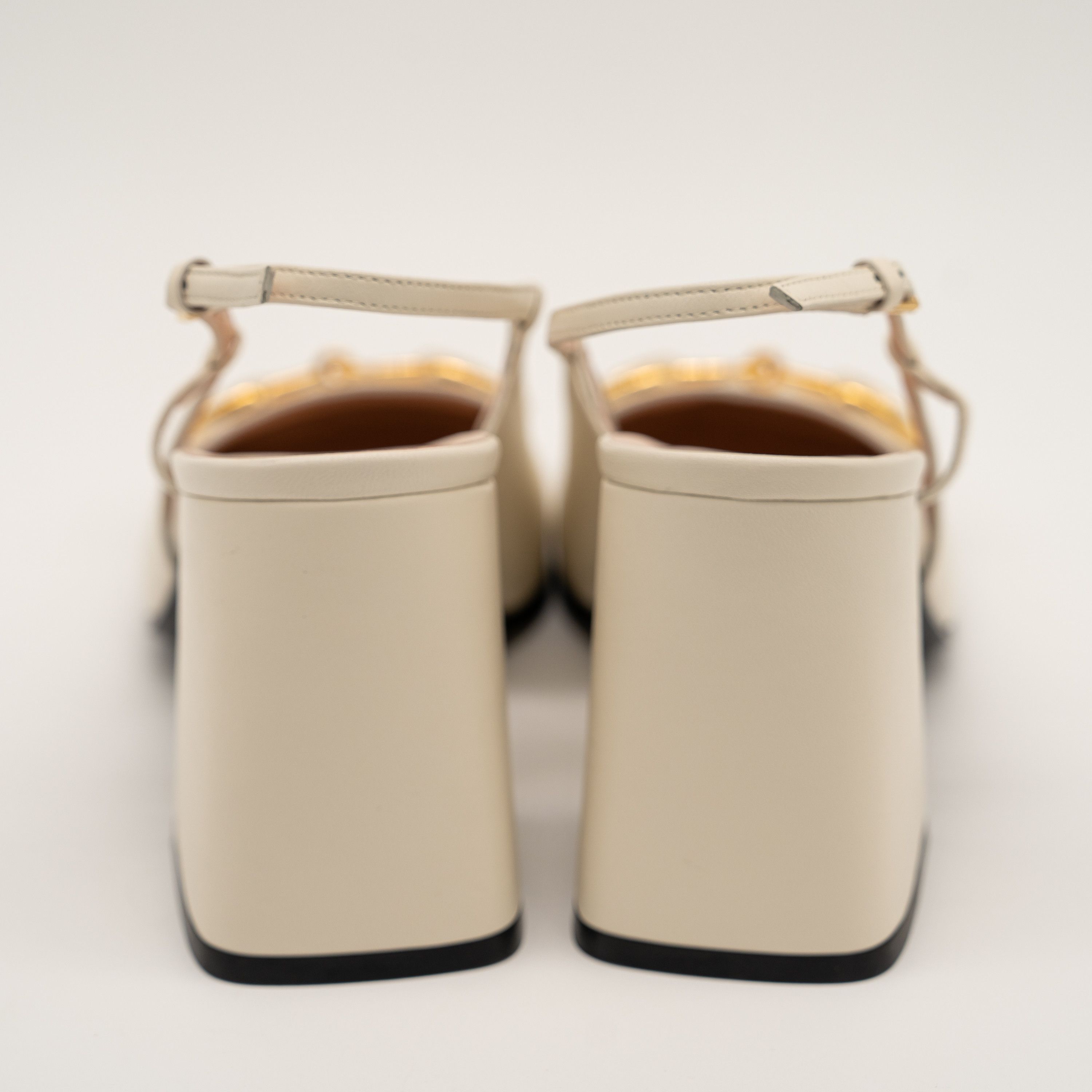 Gucci Gucci 1955 Horsebit Leather Slingback Sandals White Gold Size US 11.5 / IT 41.5 - 5 Thumbnail