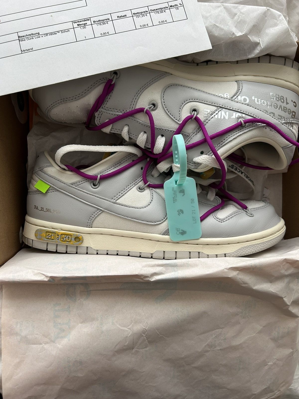 Nike × Off-White × Virgil Abloh Nike dunk x Off-White Lot 21 Size US 8.5 / EU 41-42 - 4 Thumbnail