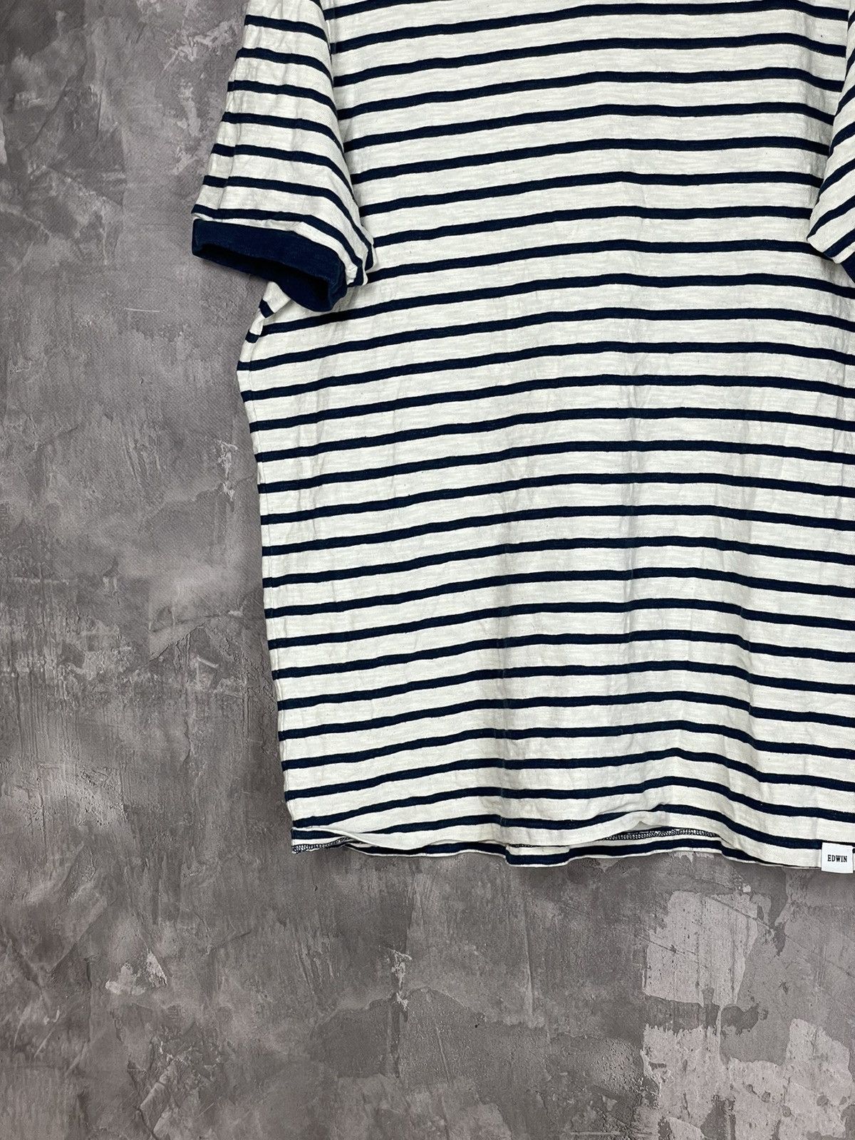 Edwin × Japanese Brand × Vintage Vintage T-Shirt Edwin Japanese Brand Striped Y2K Size US L / EU 52-54 / 3 - 5 Thumbnail