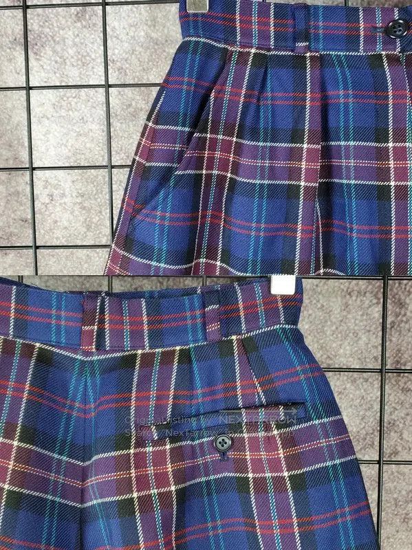 Burberry Burberry Women's Wool Plaid Pants in Deep Blue. Size 23" - 7 Thumbnail