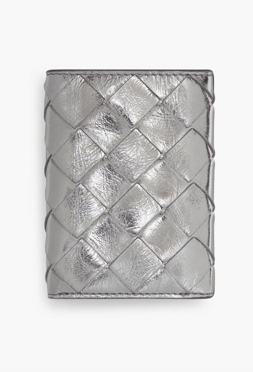 Bottega Veneta o1n1vont1125 Size: OS / Tiny Tri-Fold Wallet in Silver Size ONE SIZE - 1 Thumbnail