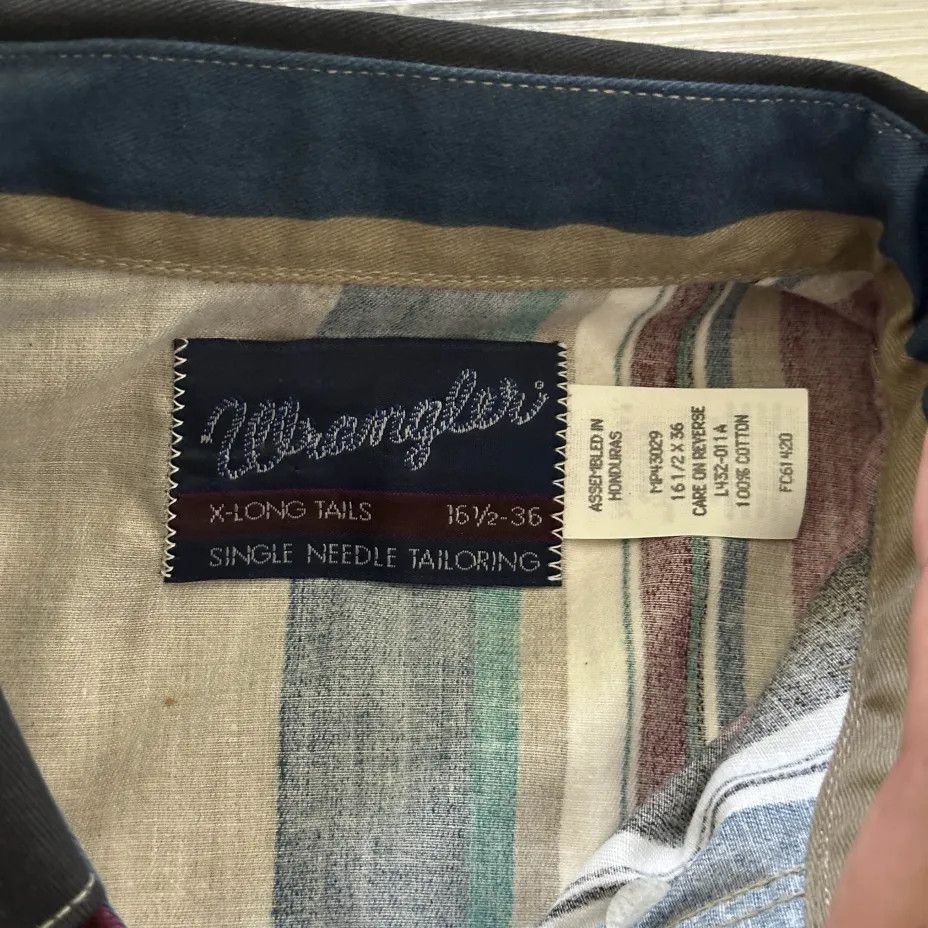 Wrangler Vintage Wrangler Brushpopper Western Striped Shirt Size US XL / EU 56 / 4 - 4 Thumbnail