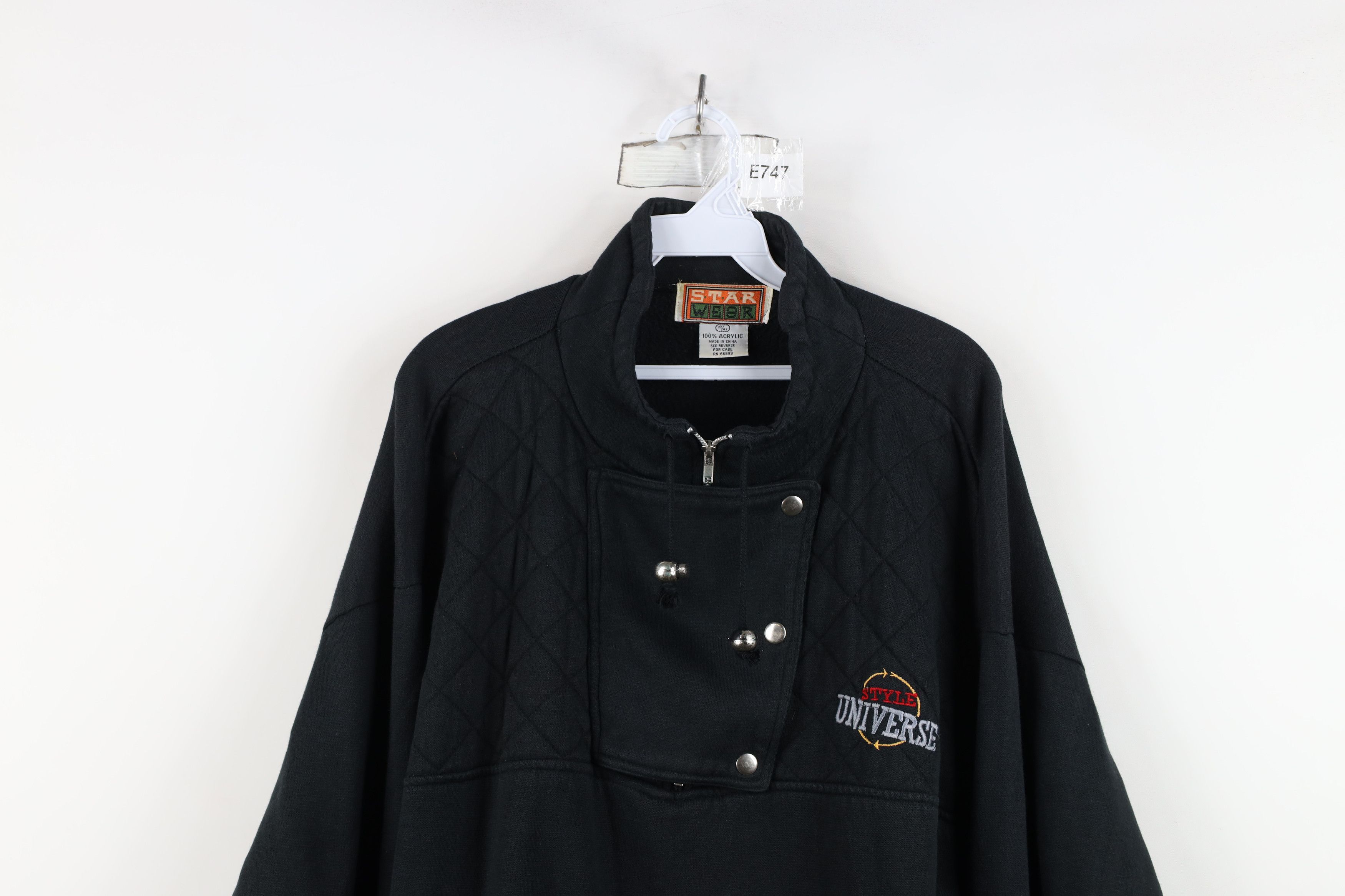 Vintage Vintage 90s Streetwear Quilted Bib Baggy Sweatshirt Black Size 3XL / US 20-22 - 2 Thumbnail