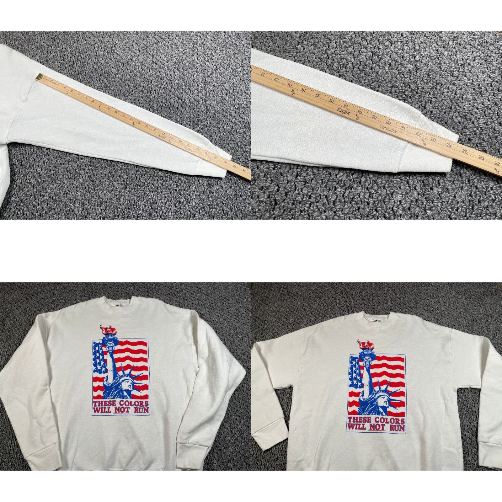 Fruit Of The Loom VTG Statue of Liberty Colors Will Not Run Sweatshirt Adult XL White 50/50 USA Size US XL / EU 56 / 4 - 8 Thumbnail