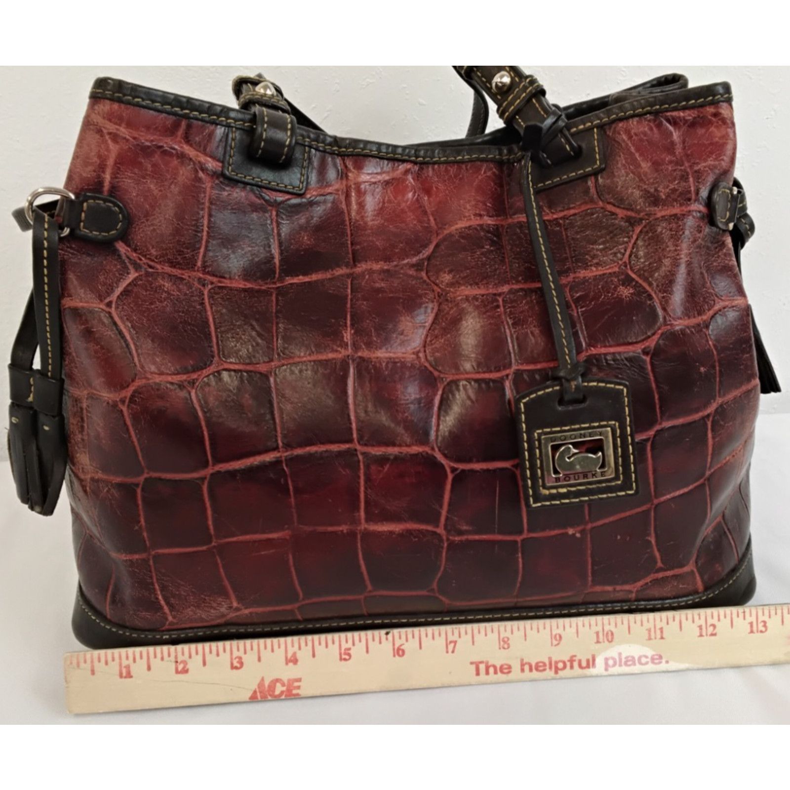 Dooney & Bourke Dooney & Bourke Handbag Red Croc Embossed Leather VTG Size ONE SIZE - 14 Thumbnail