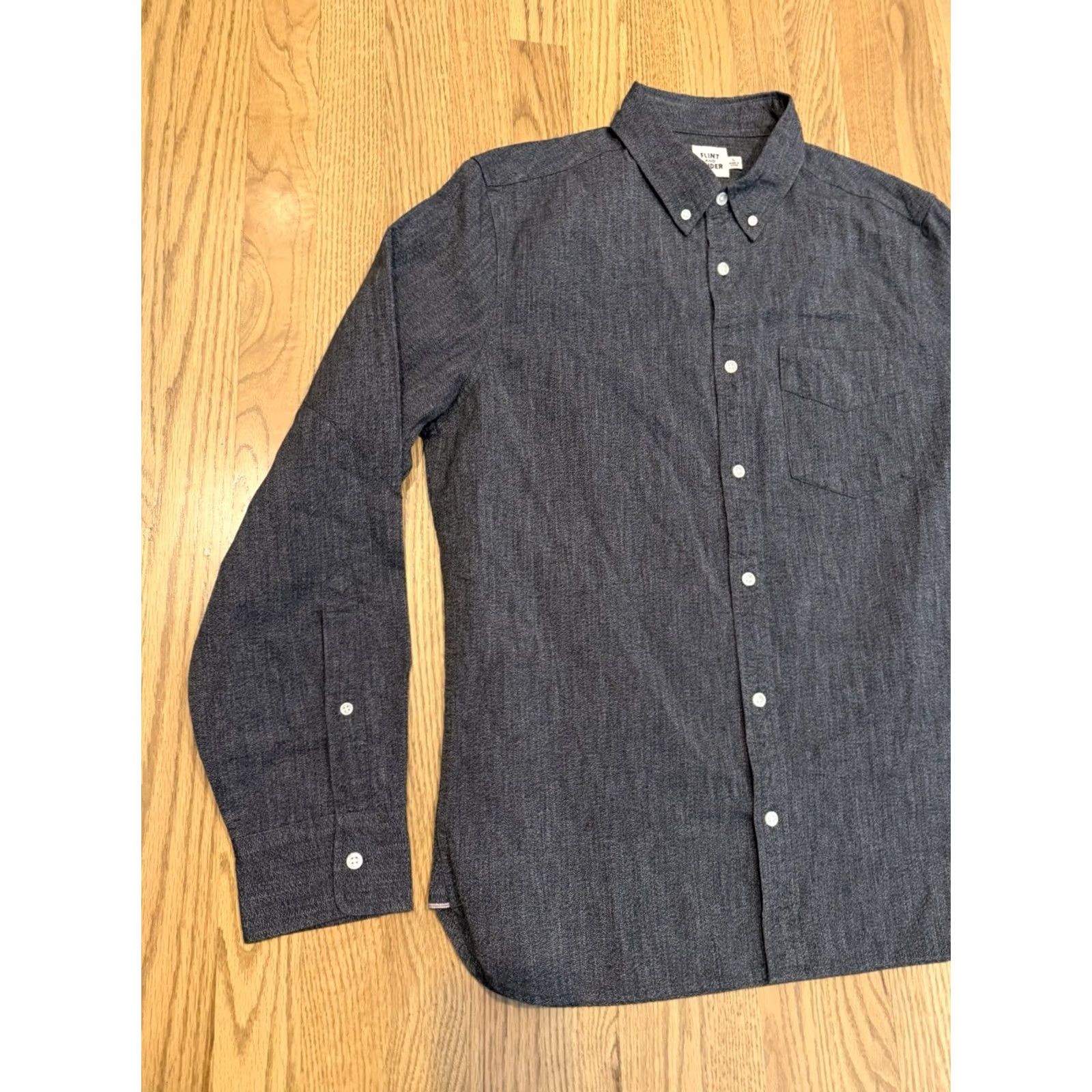Flint And Tinder Flint & Tinder Shirt Selvedge Architect Shirt Men’s Large Marled Charcoal Slim Size US M / EU 48-50 / 2 - 5 Thumbnail