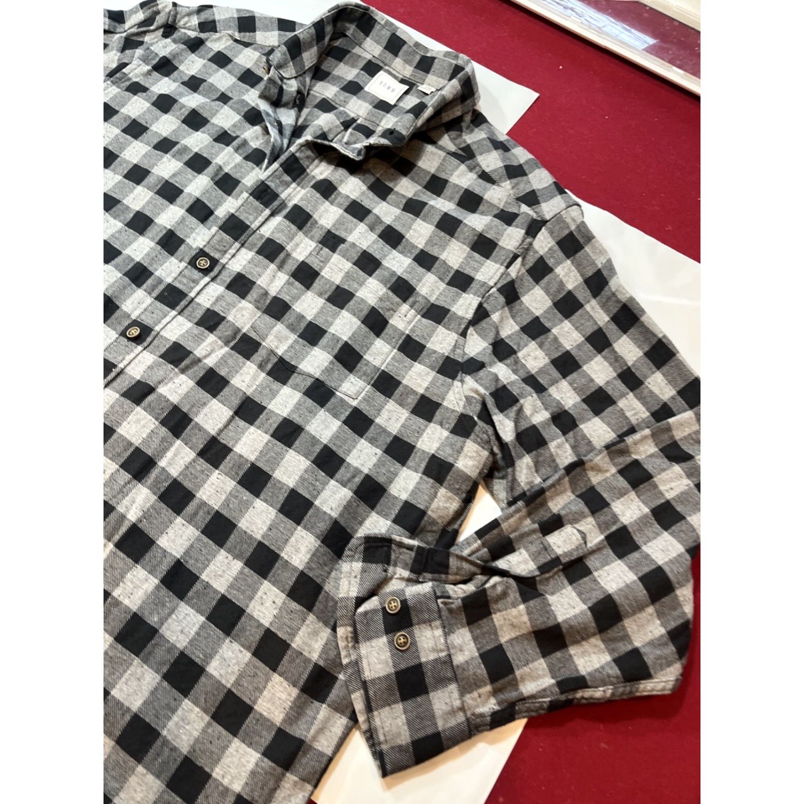 Vintage ROWM Black Gray Checkered Shirt Mens Button Long Sleeve Size 2XB Cotton Winter Shirt Size US XXL / EU 58 / 5 - 4 Thumbnail