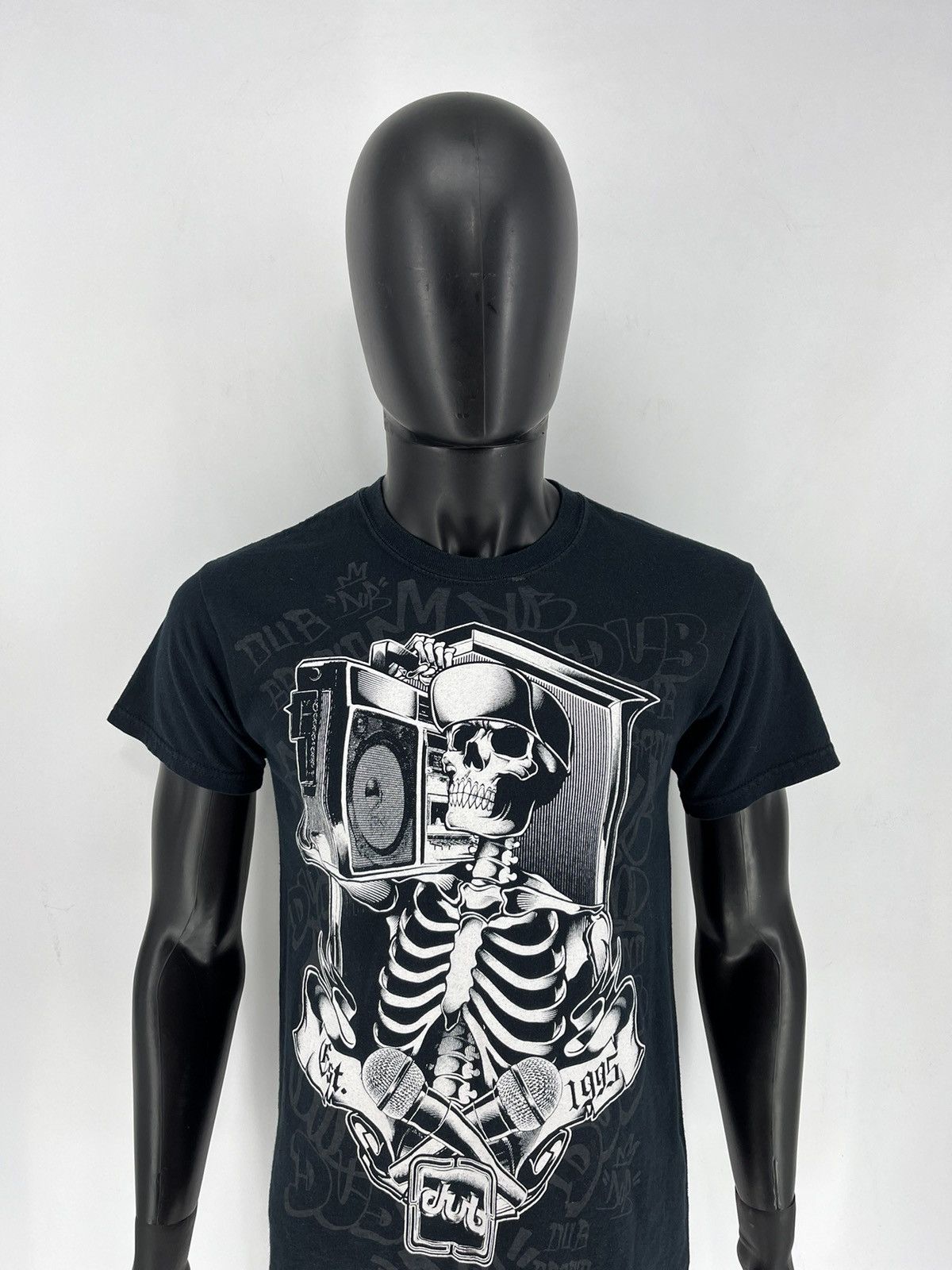Japanese Brand × Vintage Gildan T-shirt With Skull Dub Reggae Hip-Hop Streetwear Styl Size US S / EU 44-46 / 1 - 5 Thumbnail