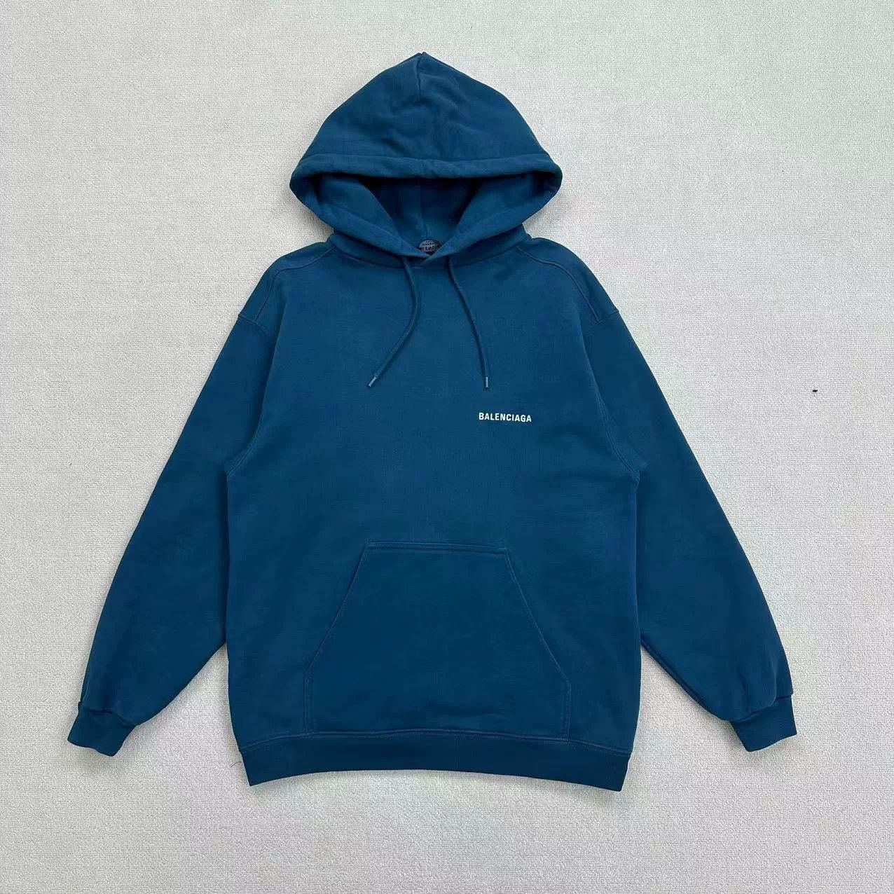 Balenciaga balenciaga embroidered logo hoodie in teal Size US XS / EU 42 / 0 - 1 Thumbnail