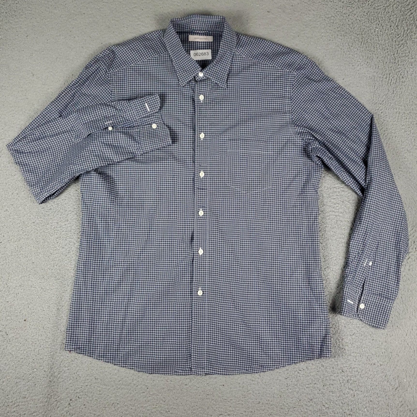 Ermenegildo Zegna Ermenegildo Zegna Button-Up Shirt Mens XL Blue White Check Cotton Long Sleeve Regular Fit Size US XL / EU 56 / 4 - 2 Thumbnail