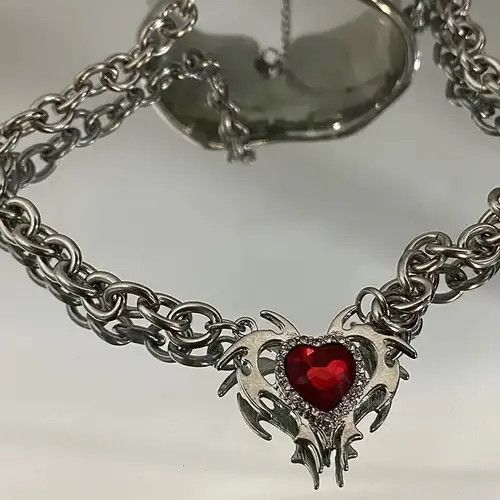 Jewelry Electro Chain Crystal Heart Silver Abstract Star Pop Fantasy Size ONE SIZE - 3 Thumbnail
