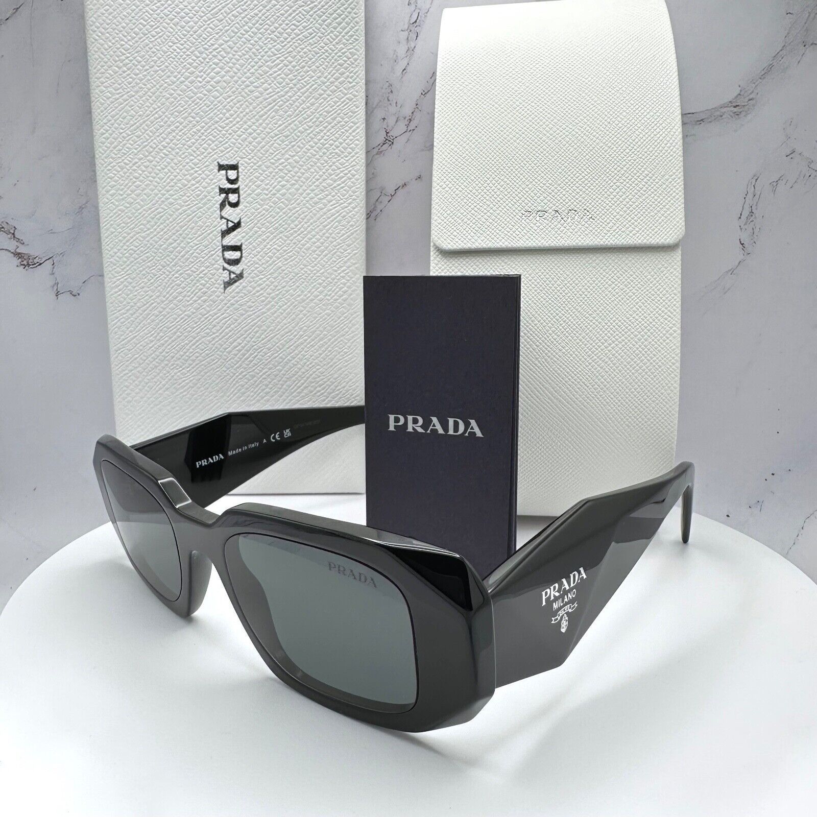 PRADA Sunglasses Black Acetate PR 17WS Symbole Authentic