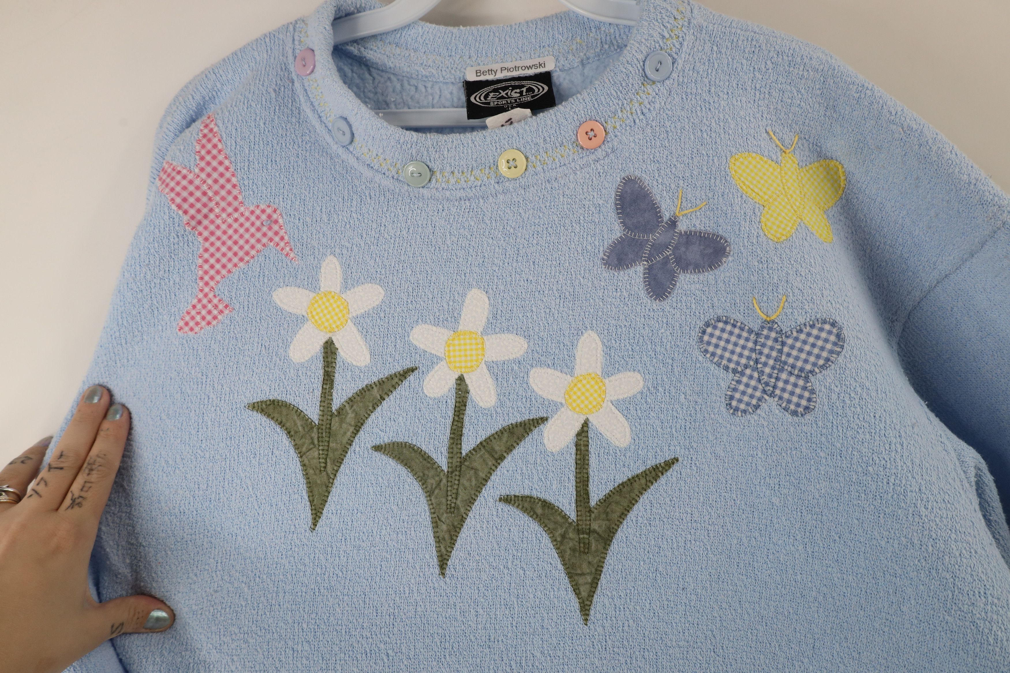 Vintage Vintage 90s Country Primitive Flower Bird Sweatshirt USA Size L / US 10 / IT 46 - 4 Thumbnail