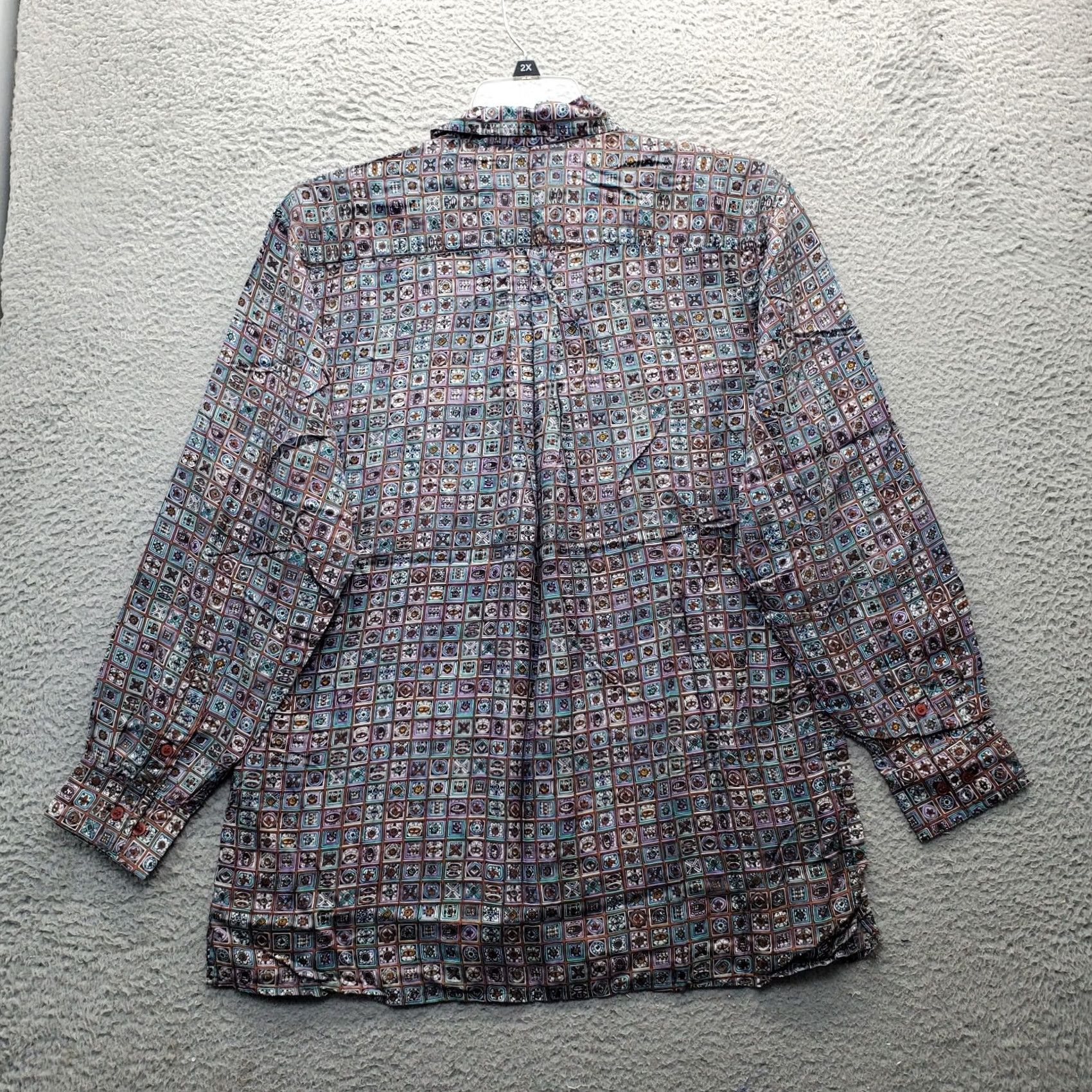 Oleg Cassini Oleg Cassini Shirt Mens Small Multicolor Mosaic Pattern Pocket Collared Button Down Size US S / EU 44-46 / 1 - 2 Thumbnail