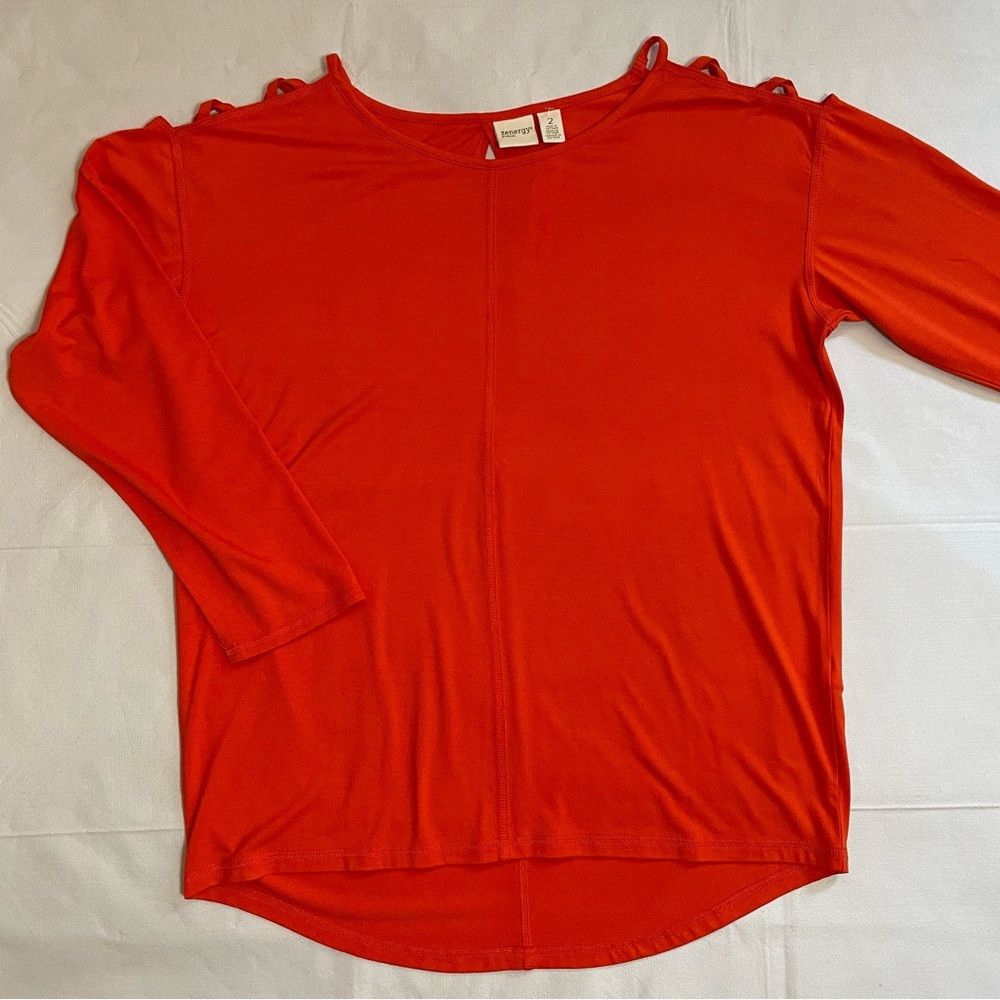 Chicos NWT New Zenergy By Chico's Orange Cage-Shoulder Tunic Size Size L / US 10 / IT 46 - 6 Thumbnail