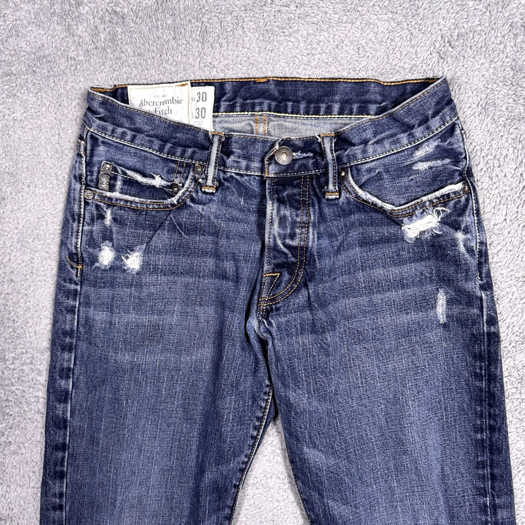 Abercrombie & Fitch VINTAGE Abercrombie & Fitch Jeans Mens 30x30 Slim Straight Indigo Distressed Size US 30 / EU 46 - 3 Thumbnail