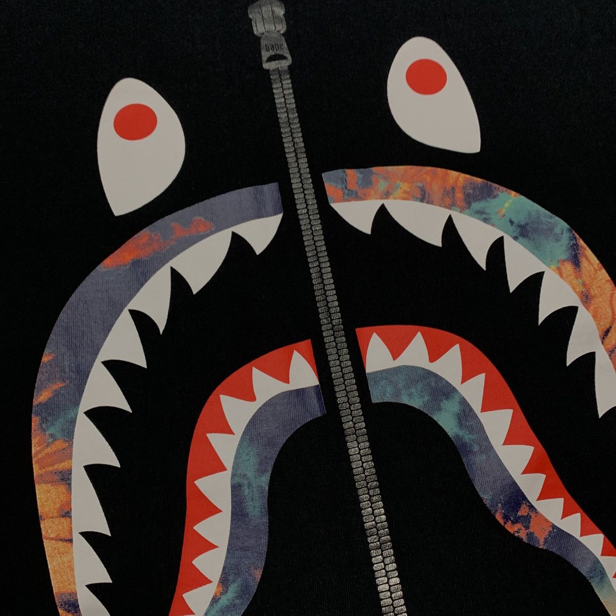 Bape Bape Medium Shark Tie Dye Black Tee A Bathing Ape Size US M / EU 48-50 / 2 - 3 Thumbnail