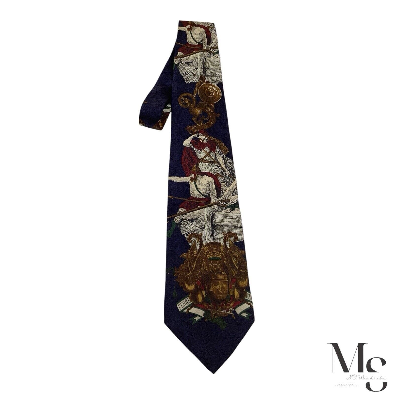 Gianfranco Ferre GIANFRANCO FERRE Blue Medieval Silk Tie Made In Italy W: 4" Size ONE SIZE - 6 Thumbnail
