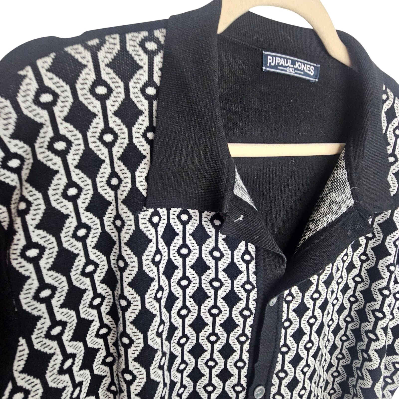 Bobby Jones PJ Paul Jones Mens Retro Geometric Cardigan Sweater 2XL Knit Size US XXL / EU 58 / 5 - 5 Thumbnail