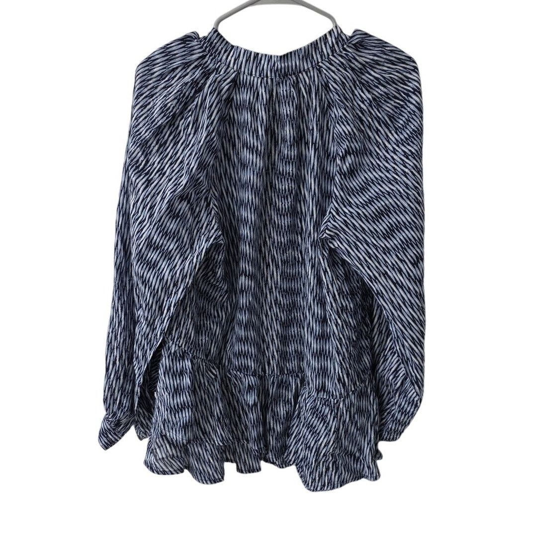 Banana Republic Banana Republic Tiered Ruffled Blouse Blue/White - Large Size L / US 10 / IT 46 - 2 Thumbnail
