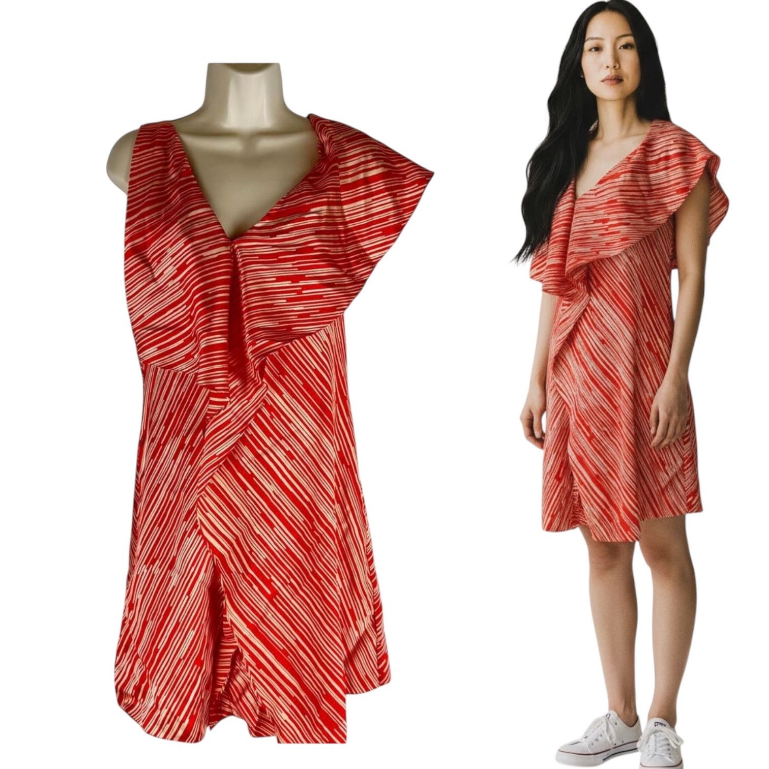 Diane von Furstenberg NEW Diane Von Furstenberg silk asym ruffle dress red sz 6 Size M / US 6-8 / IT 42-44 - 1 Thumbnail