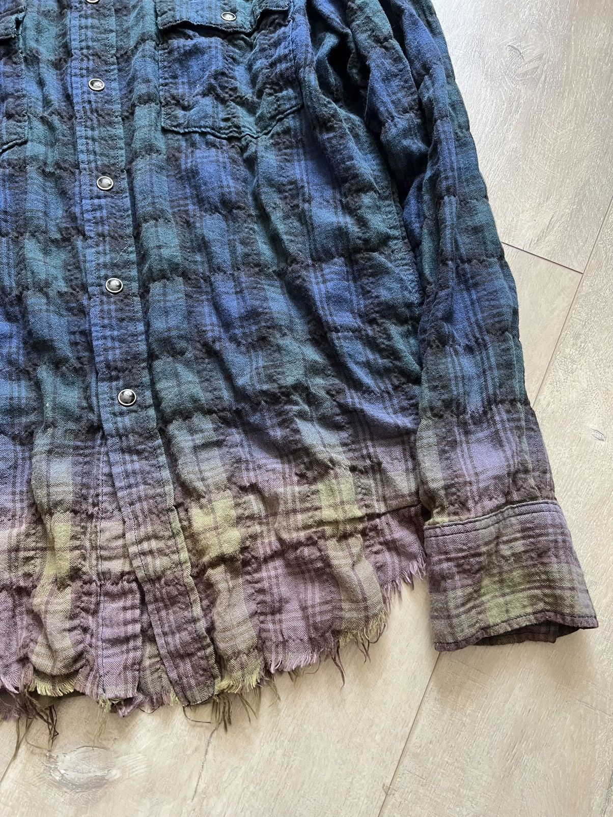 Hedi Slimane × Saint Laurent Paris 16SS Raw Hem Gradient Plaid Shirt sz XS Size US XS / EU 42 / 0 - 4 Thumbnail