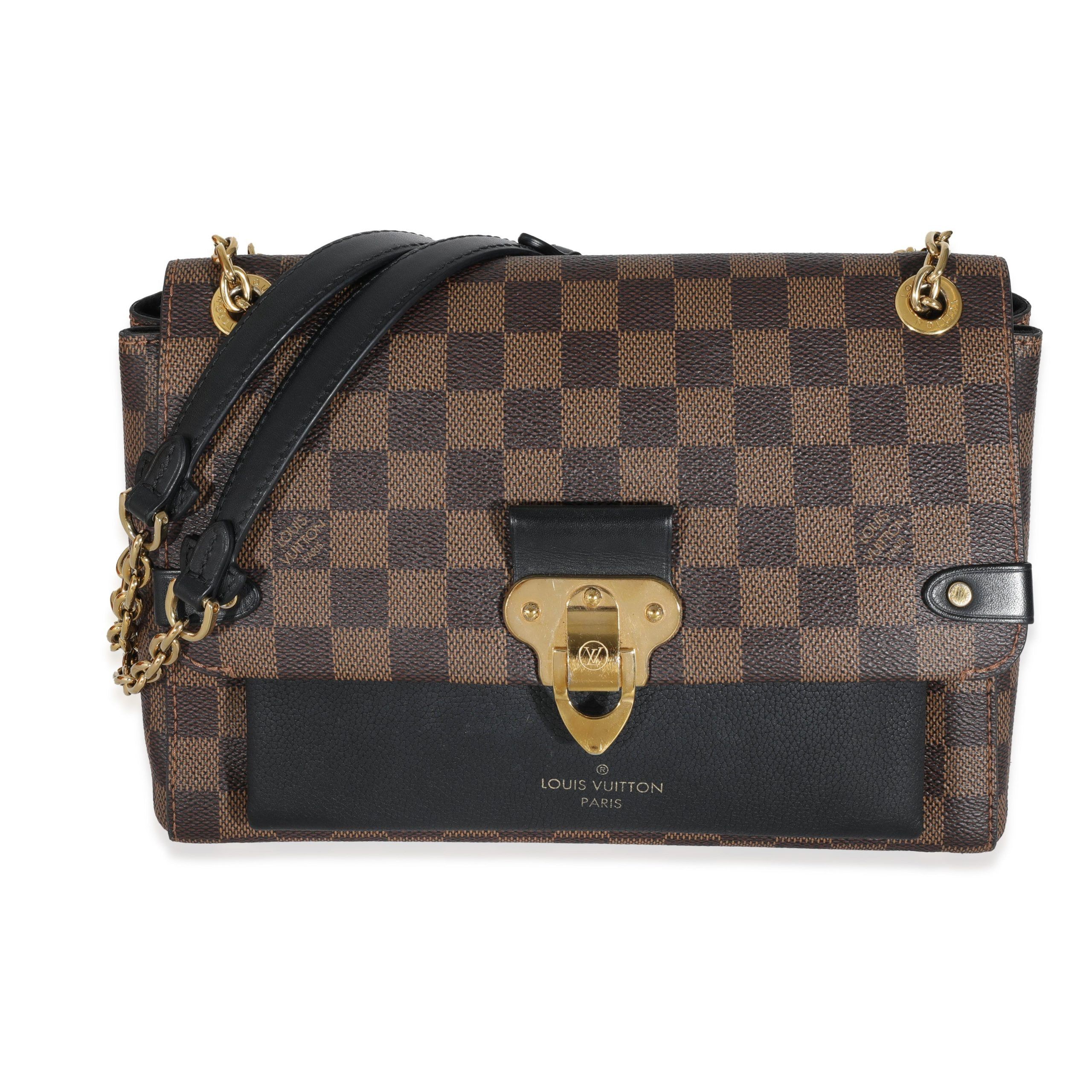 Louis Vuitton Black Calfskin Damier Ebene Canvas Vavin PM
