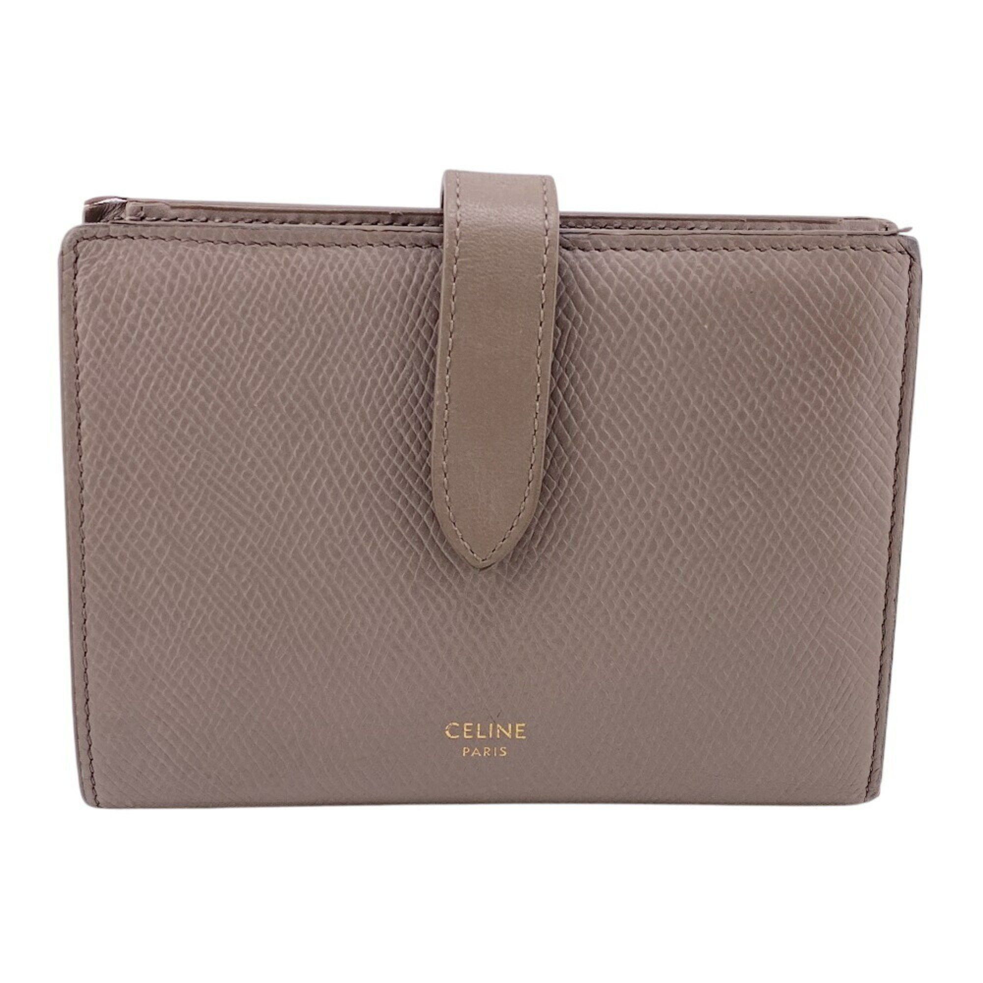 Celine CELINE Medium Strap Bi-fold Wallet Beige Women's Size ONE SIZE - 1 Thumbnail