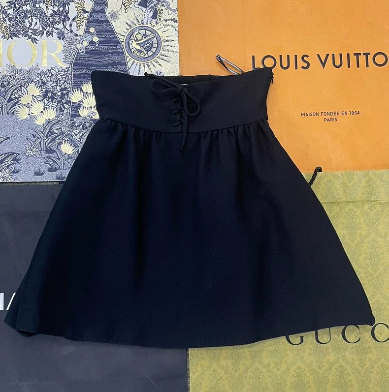 Dior Dior Black Lace-Up Skirt Size 36 - dmc Size US 36 / EU 52 - 1 Thumbnail