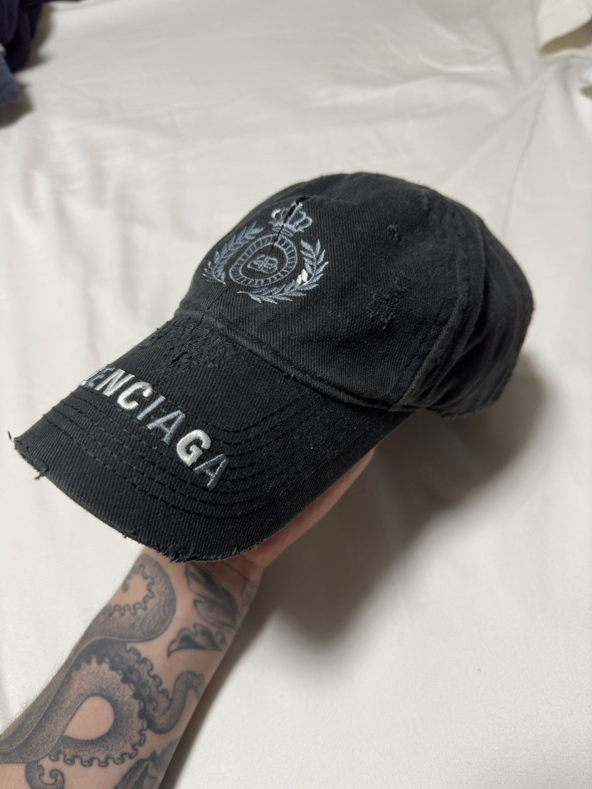 Balenciaga Balenciaga BB Laurel destroyed piercing cap | Grailed