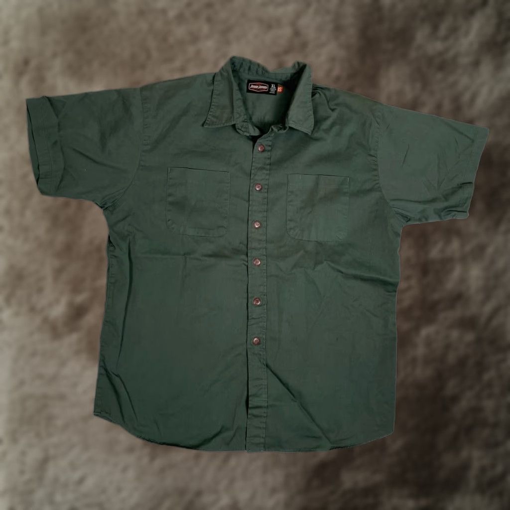 Vintage Jesse James Shirt Mens XL Green Short Sleeve Button Front Workwear Casual Size US XL / EU 56 / 4 - 1 Thumbnail
