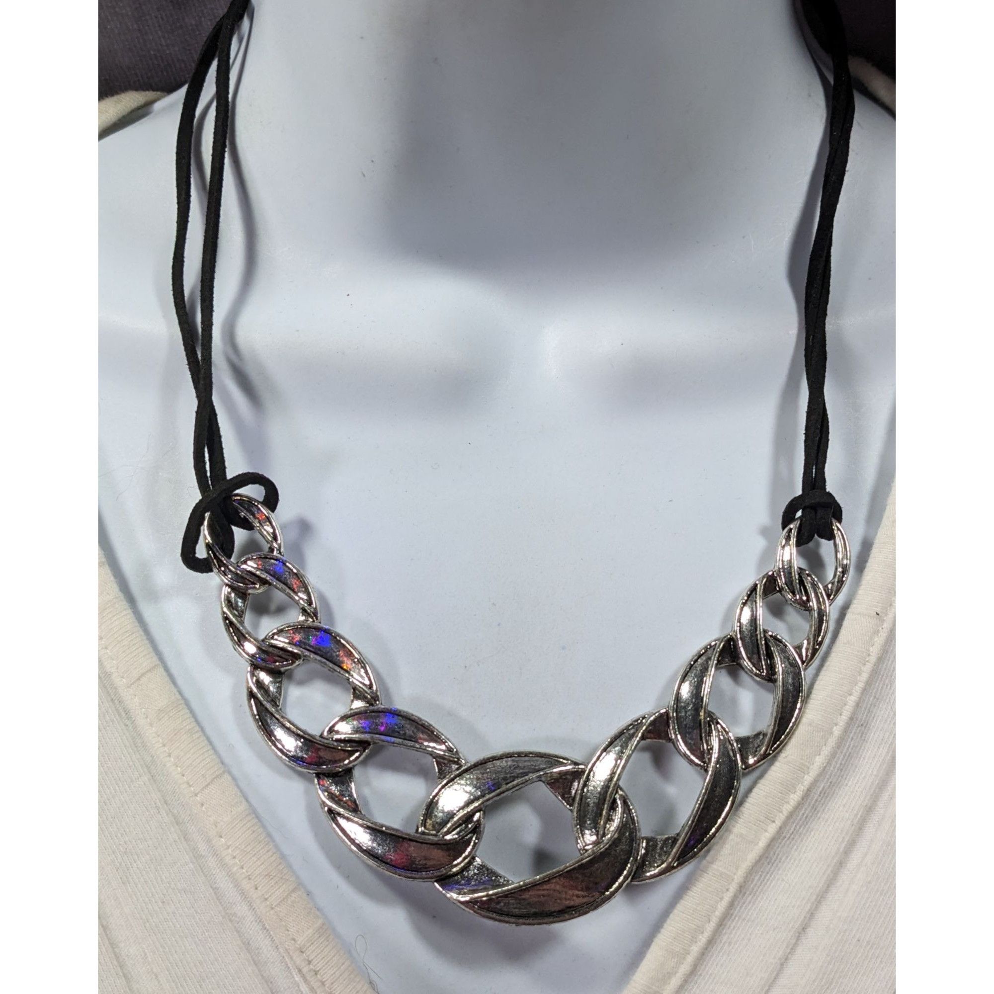 Other Streetwear Glam Chunky Faux Chain Necklace With Faux Suede C Size ONE SIZE - 5 Thumbnail