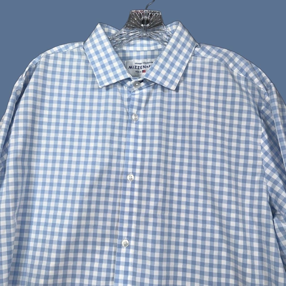 Mizzen+Main Mizzen+Main Leeward Shirt Mens 2XL Blue Plaid Check Button Up Stretch Size US XXL / EU 58 / 5 - 1 Thumbnail