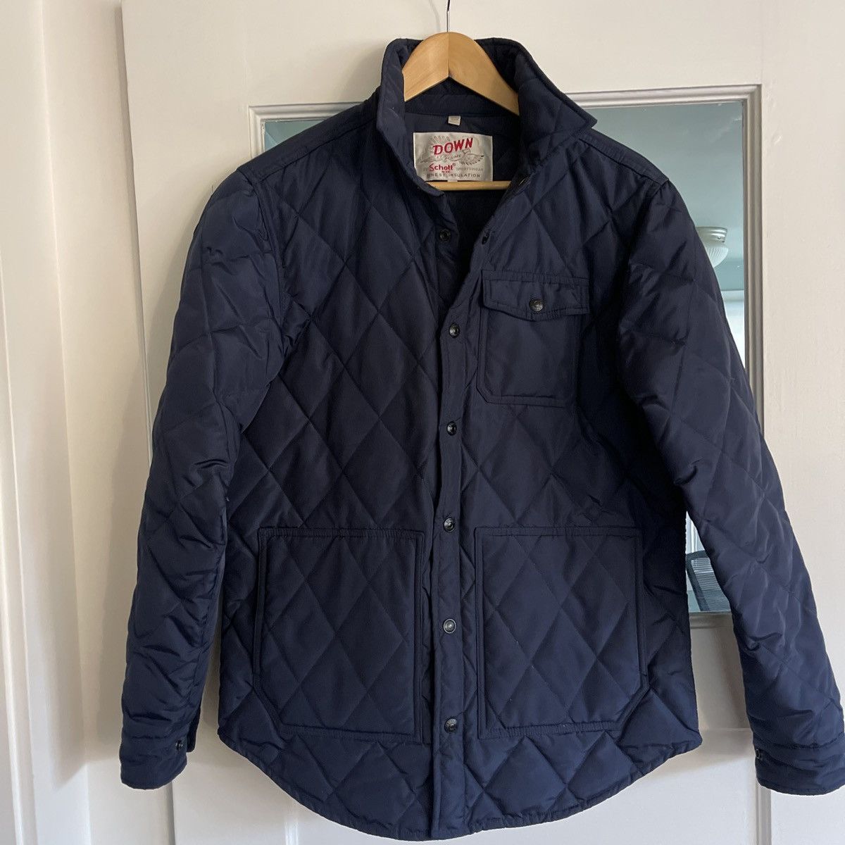 Schott Schott NYC Mens Down-filled Quilted Jacket Navy Blue - Small Size US S / EU 44-46 / 1 - 1 Thumbnail