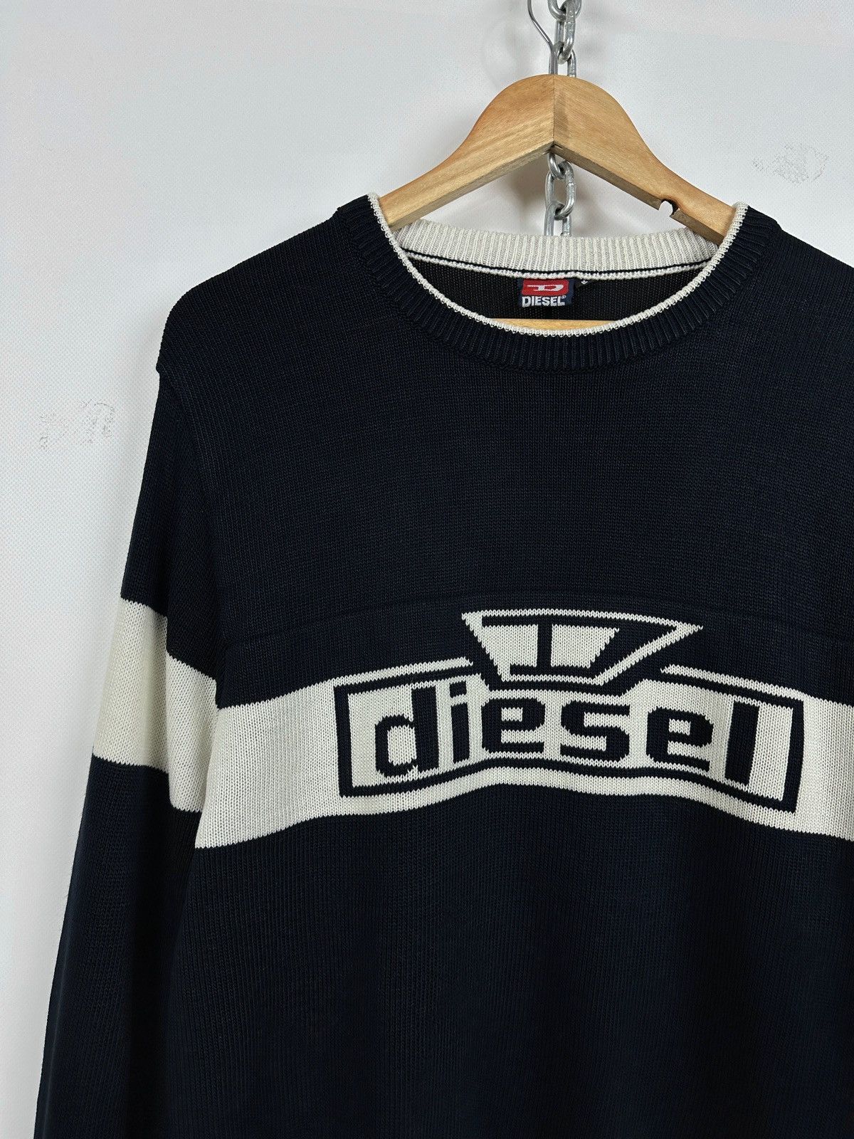 Diesel Vintage Diesel Y2K Big Logo Navy Blue Knit Sweater Size US L / EU 52-54 / 3 - 5 Thumbnail