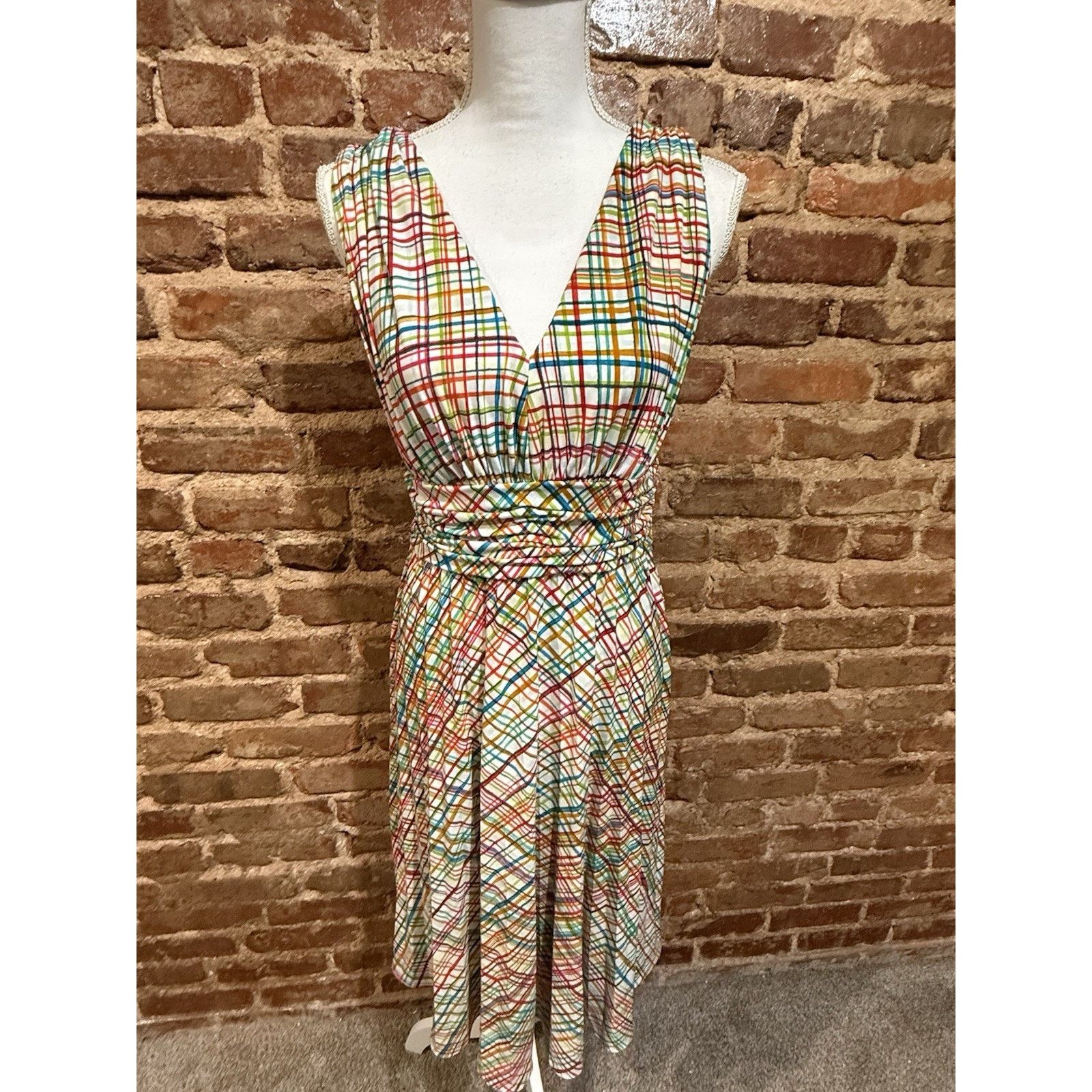 Other Vintage Suzi Chin Maggie Boutique Midi Sz 8 Rainbow Plaid Size M / US 6-8 / IT 42-44 - 2 Thumbnail