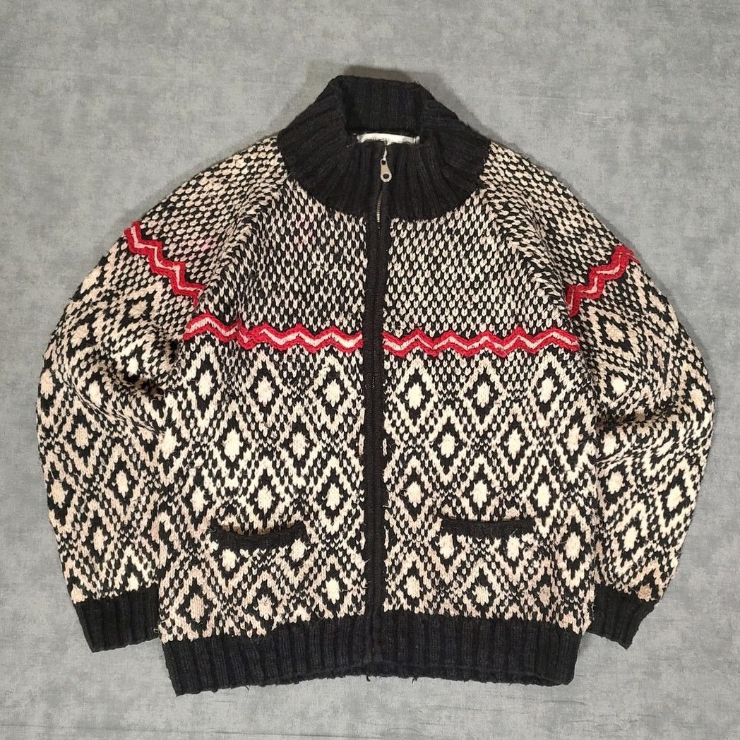 Other VTG Jennifer Reed handknit geometric full zip sweater SM Size S / US 4 / IT 40 - 1 Thumbnail