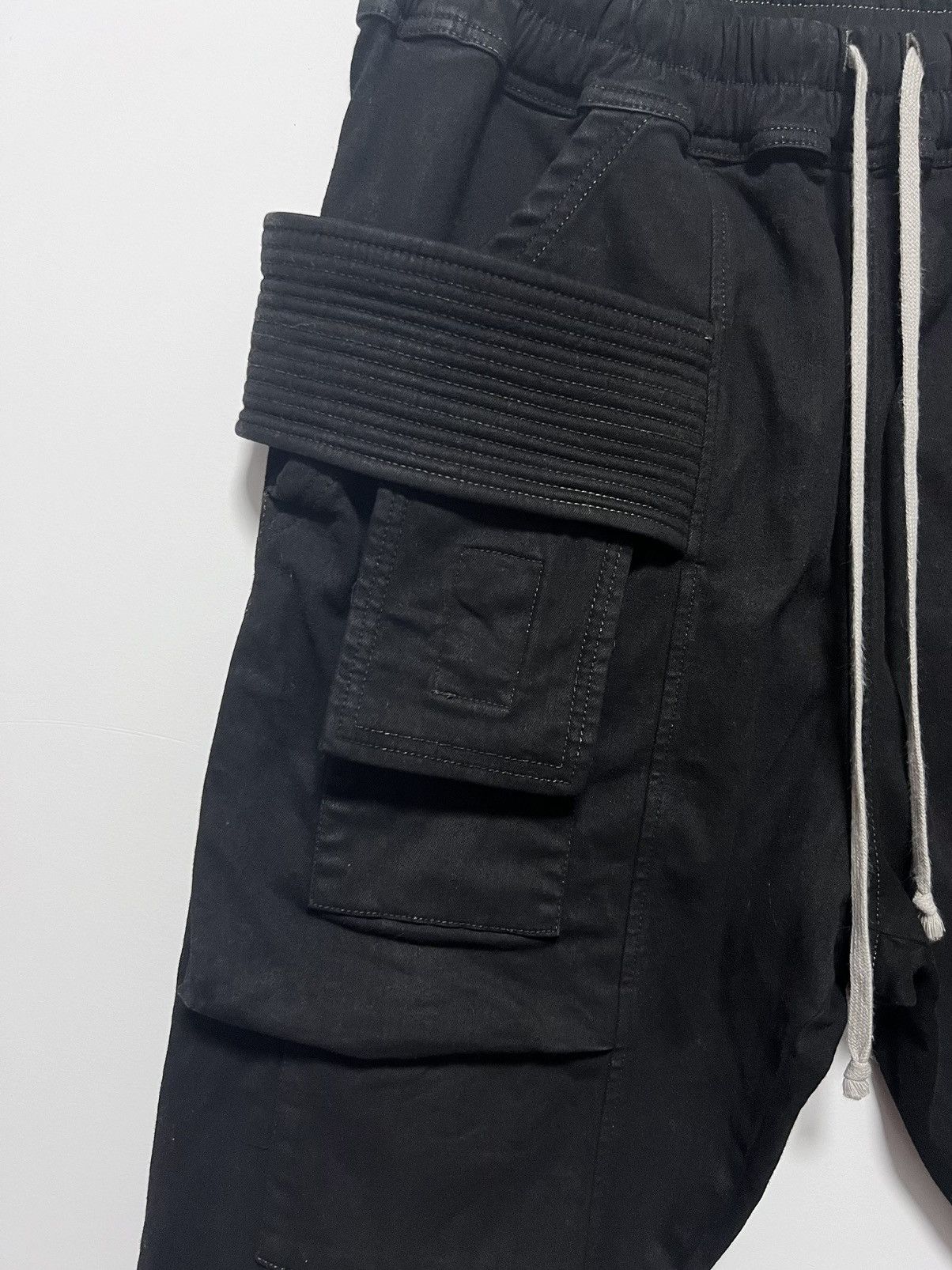 Rick Owens Drkshdw Rick owens waxed denim creatch cargo drawstring pants Size US 34 / EU 50 - 3 Thumbnail