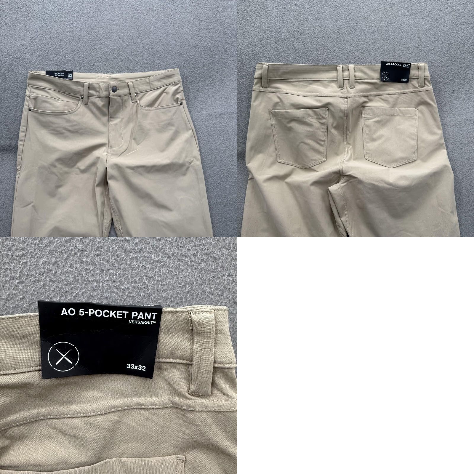 Cuts Cuts Mens 5-Pocket Chino Pants Slim Versaknit 33x32 Beige AU 5-Pocket Zipper Button Logo Flat Front Tapered Casual Business Size US 33 - 8 Thumbnail