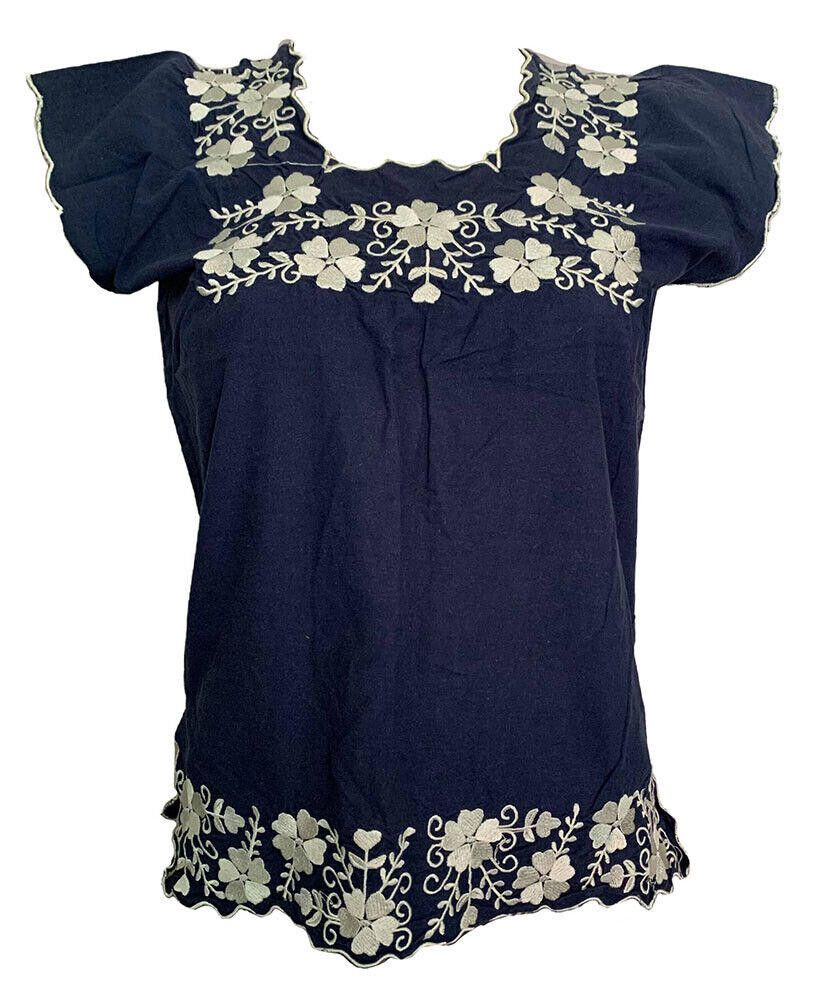 Designer Pre Owned Marine Blue Hand Made Blouse L Size L / US 10 / IT 46 - 1 Thumbnail
