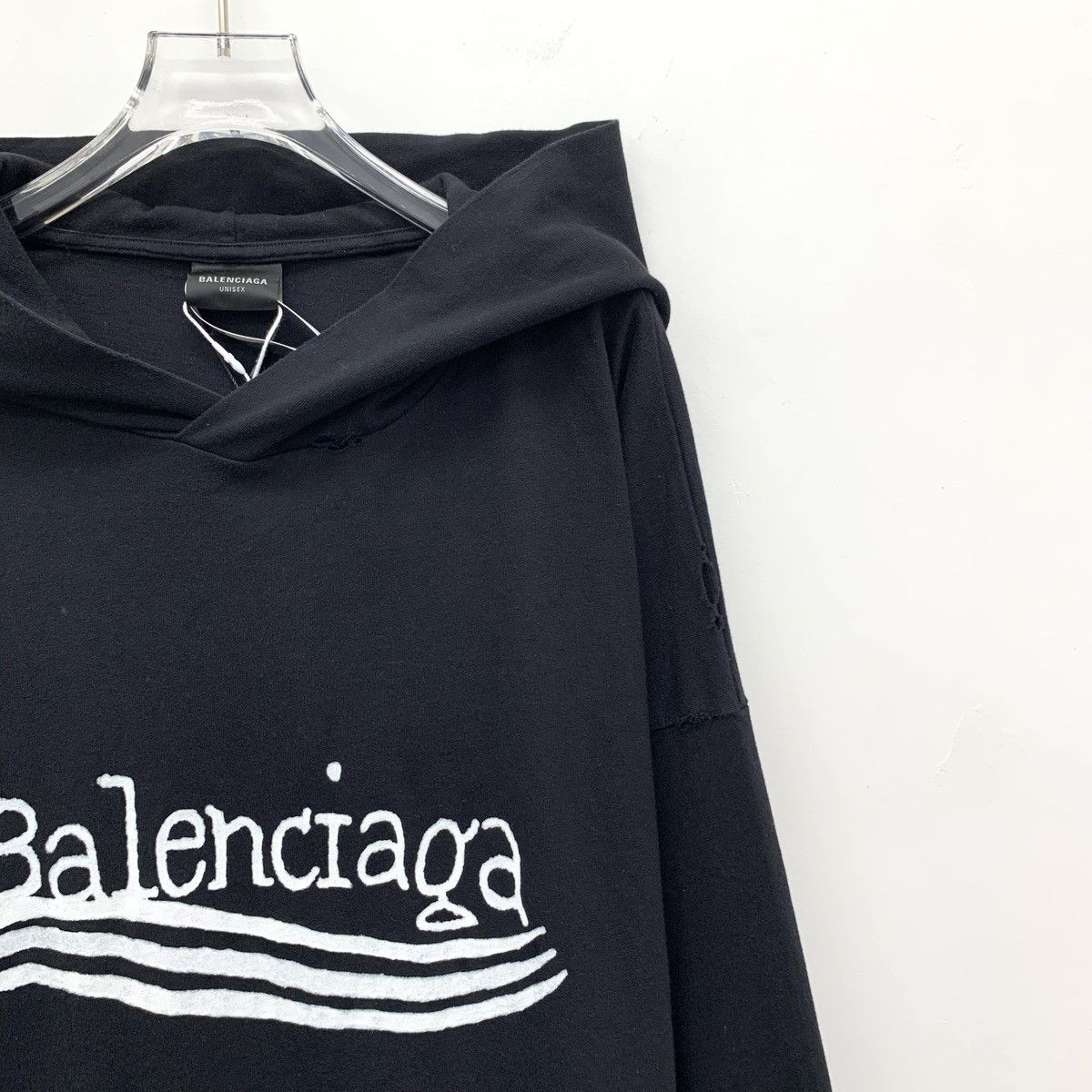 Balenciaga Balenciaga Black Logo Printed Hooded Sweatshirt K26WX Size US L / EU 52-54 / 3 - 3 Thumbnail
