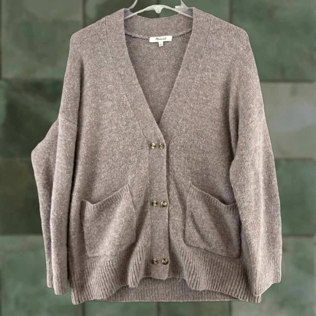 Madewell Madewell Women's Cardigan Sweater Small Purple Wool Blend Long Sleeve V-Neck Double Button Classic Fall Winter Casual Business Size S / US 4 / IT 40 - 1 Thumbnail