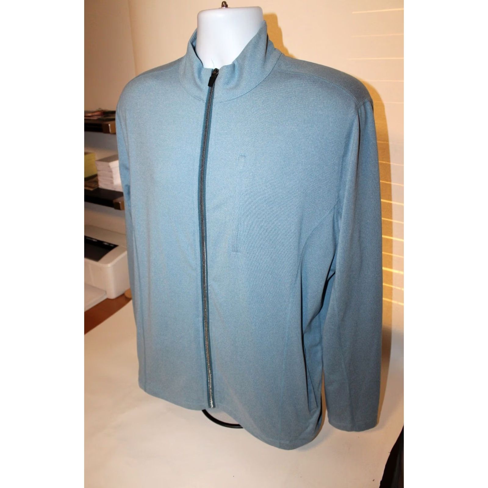 UNTUCKit UNTUCKit Mens Large Full Zip Performance Sweater Jacket Shirt Blue Stretch Size US L / EU 52-54 / 3 - 3 Thumbnail